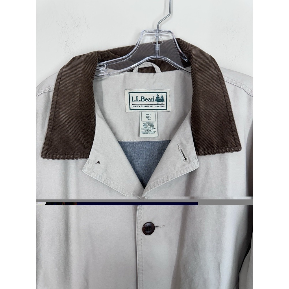 PLUS SIZE LL Bean Jacket 2XL TALL Field Coat Barn Chore‎ Canvas Corduroy Collar - Picture 9 of 16